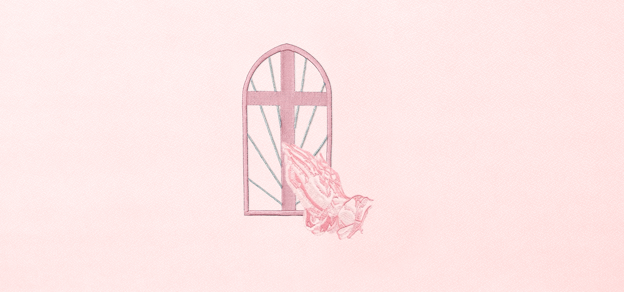 P 510 PK PK Church Window Hands Pink Pink Faux